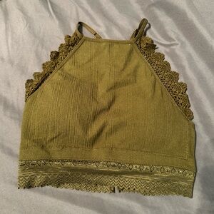 NWOT Boot Barn Olive Lace-Trim Bralette Top
